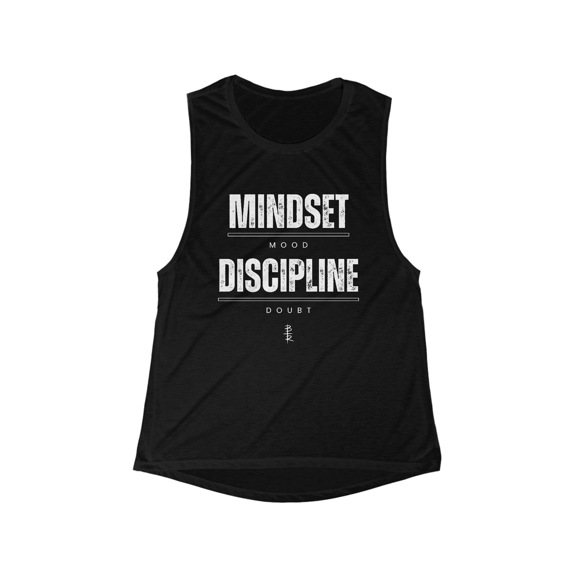 Mindset Over Mood Discipline Over Doubt Women's Flowy Muscle Tank